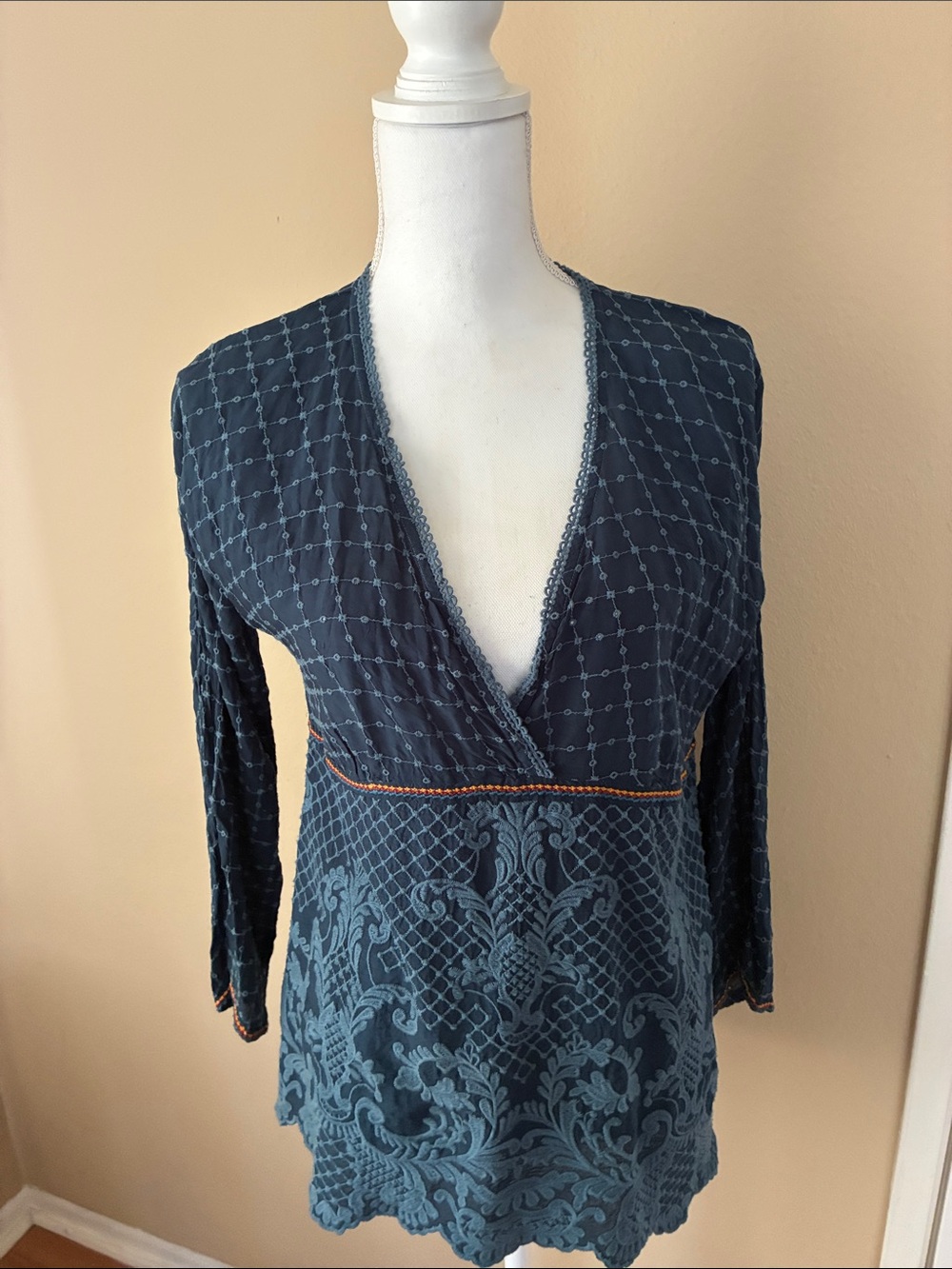 Johnny Was bohemian-style blouse intricate embroidery
